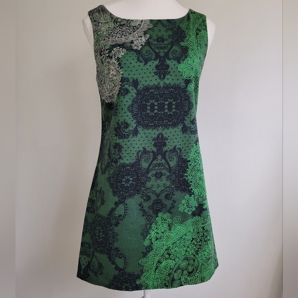 Desigual Fairycore Green Boho Paisley Sleeveless Scoopneck Midi Dress Whimsygoth - Picture 6 of 9